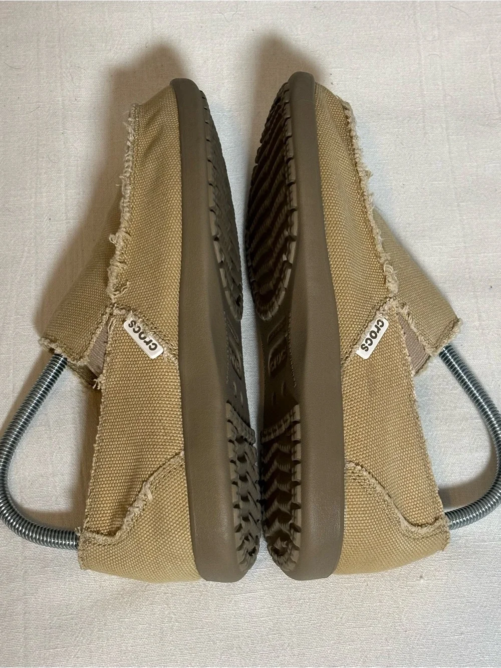 CROCS Santa Cruz Casual Slip-On Canvas Loafers-Khaki/Khaki-Men Size 7